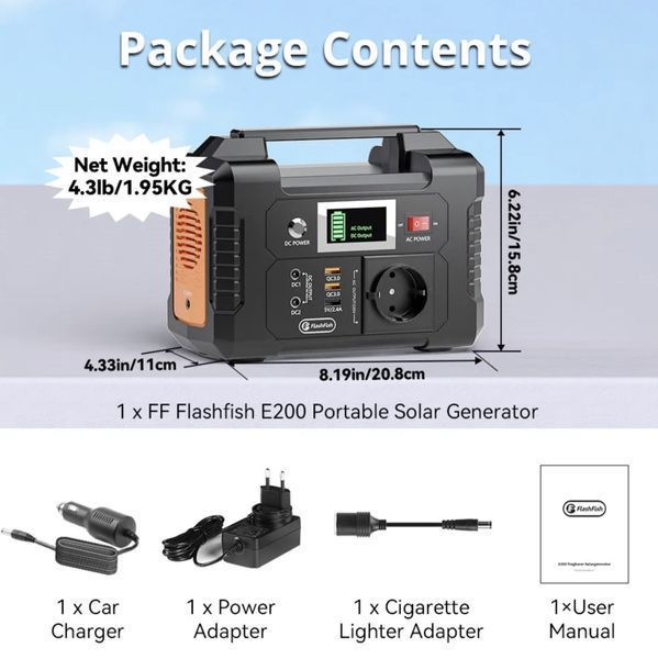 Портативная зарядная станция Flashfish E200 200 Вт 151 Вт/ч (40800 мАч) flashfish_e200_200w-151w/hr фото