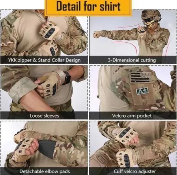 Комплект формы IDOGEAR G3 Combat брюки с наколенниками и рубашка (мультикам), XXL G3Combat фото