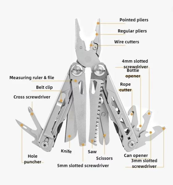 Мультитул тактический из нержавеющей стали серый Multitool-silver фото